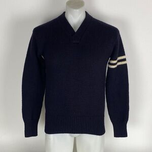 Vintage Polo Ralph Lauren Mens V Neck Heavy Cable Knit Sweater 100% Wool MEDIUM